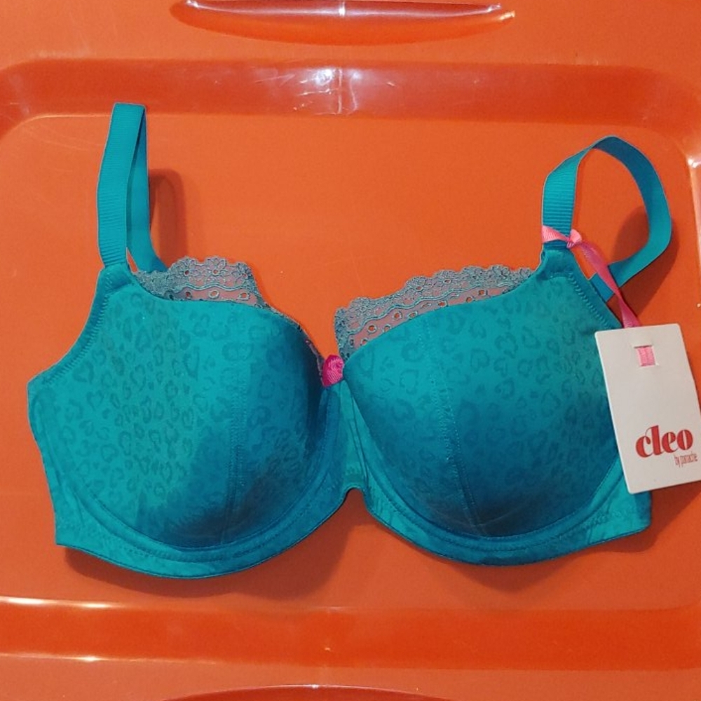 Cleo Juna Animal Balco Bra in Teal 32F UK / 32G US